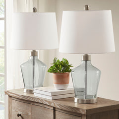 Harmony Angular Glass Table Lamp (Set of 2) - Grey