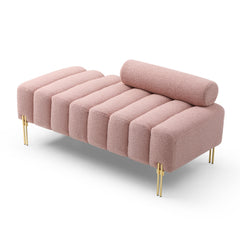 53.2" Width Modern 2 Seater Sofa Bench with Gold Metal Legs - Pink Rose