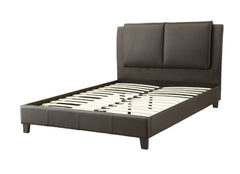 Full Size Bed - Brown Faux Leather Upholstered
