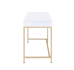 White High Gloss & Gold Contemporary Desk