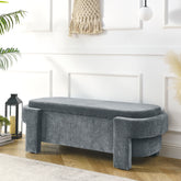 Chenille Upholstered Bench with Large Storage Space - Grey