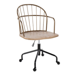 Farmhouse Adjustable Office Chair in Black Metal - White washed