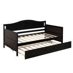 Twin Wooden Daybed with Trundle Bed - Espresso
