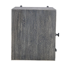 MAICOSY 26" Chevron Pattern Wood Bedside Nightstand, Distressed Gray End Table