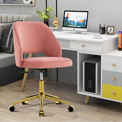 Modern Velvet Office Chairs, Adjustable 360 °Swivel Chair With Wheels - Pink