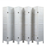 8 Panel Screen Folding Louvered Room Divider - White