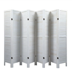 8 Panel Screen Folding Louvered Room Divider - White
