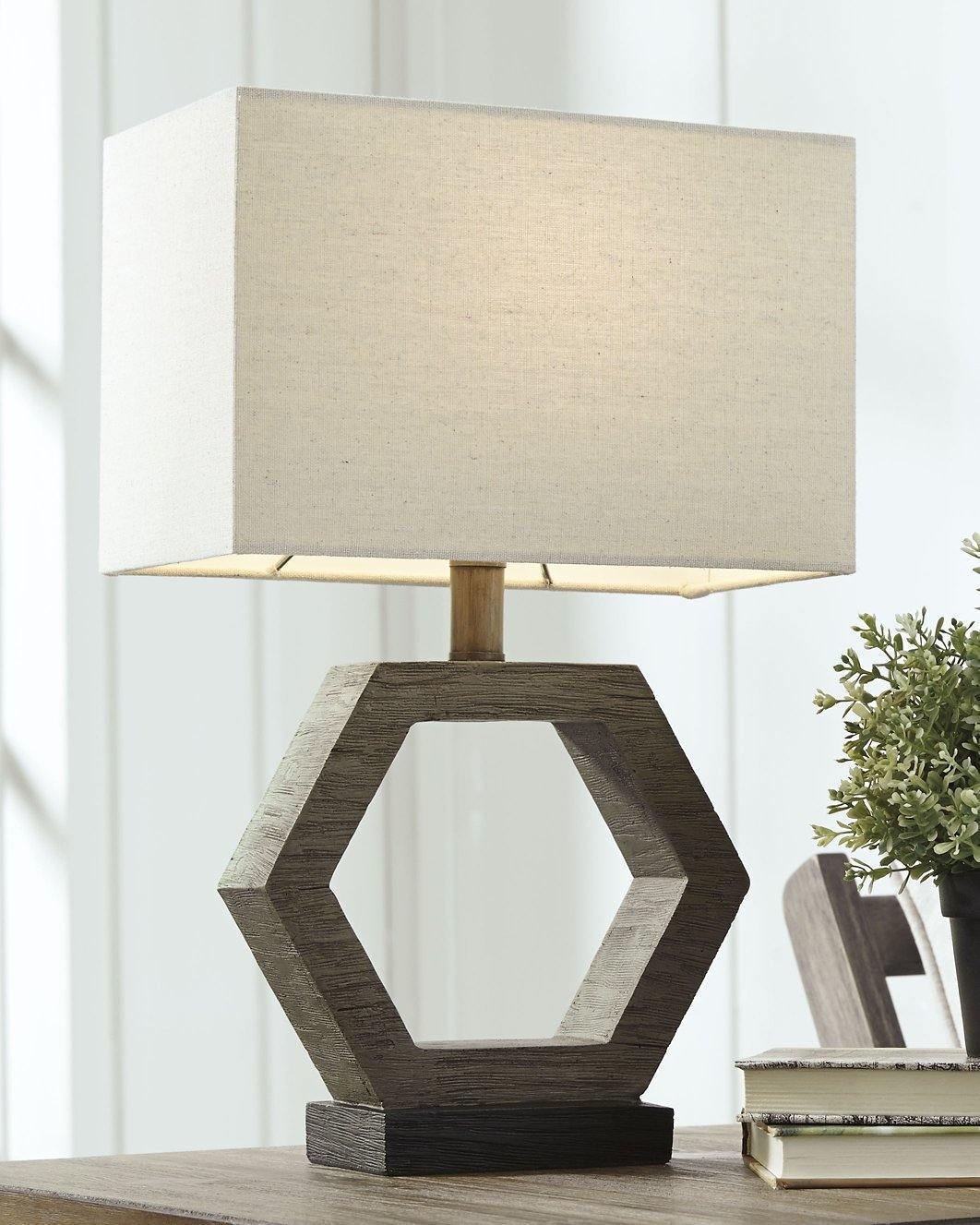 Gray+Brown Geometric Contemporary Table Lamp