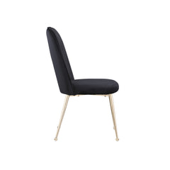 Mid Century Velvet Upholstered Dining Chairs with Metal Legs (Set of 2) - Black