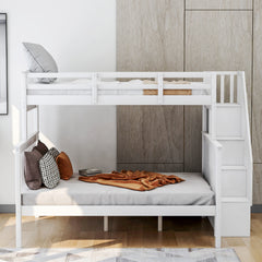 Stairway Twin-Over-Full Bunk Bed - White color