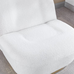 Modern Velvet Swivel Barrel Accent Chair with Gold Finish Stainless Steel Base - White