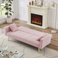 PINK Velvet Sleeper Convertible Folding Futon Sofa Bed