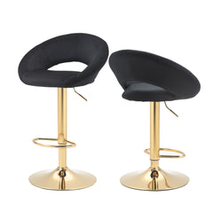 Modern Swivel Bar Stools Adjustable (Set of 2) - Black Velvet