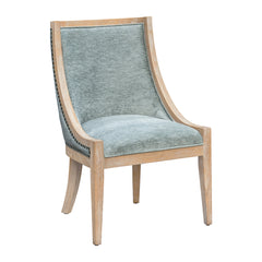 Green Wood Upholstered Dining Chair with Nailhead Trim