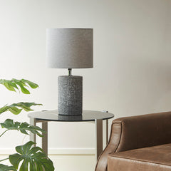 Grey Embossed Ceramic Table Lamp