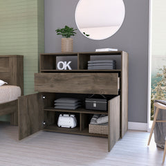 Rectangle Dresser 1-Drawer 2-Shelf - Dark Brown