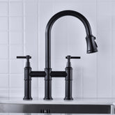 Bridge Kitchen Faucet with Pull-Down Sprayhead in Spot - Matte Black