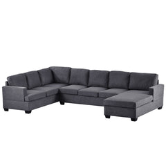 Modern Large Upholstered U-Shape Sectional Sofa, Extra Wide Chaise Lounge Couch - Grey