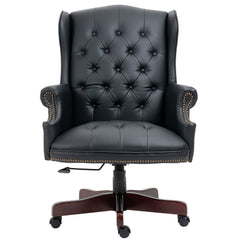 Executive Office Chair - High Back Reclining Comfortable Desk Chair - Ergonomic Design - Thick Padded Seat and Backrest - PU Leather Desk Chair with Smooth Glide Caster Wheels - Black
