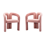 Contemporary Designed Fabric Upholstered Accent/Dining Chair /Barrel Side Chairs (Set of 2) - Pink