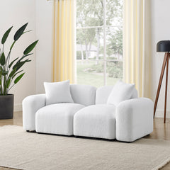 Teddy Fabric L-Shape Modular Sectional Sofa, DIY Combination - White