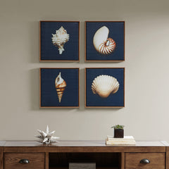 Ocean Seashells 4-piece Framed Canvas Wall Art Set