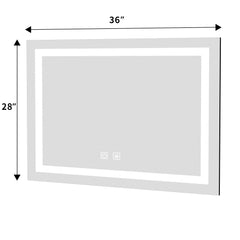 MAICOSY 36"x28" LED Bathroom Mirror Vanity Makeup Mirrors Touch Anti-fog Dimmable