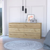 6-Drawer Rectangle Dresser Light Oak and White