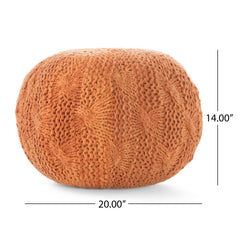 Handcrafted Modern Fabric Weave Pouf - Orange/ Camel
