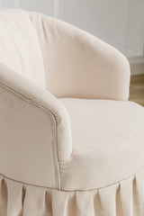 Linen Fabric Accent Swivel Chair Auditorium Chair With Pleated Skirt - Beige