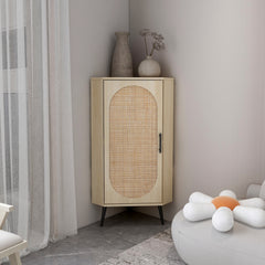 Corner Cabinet Rattan Door