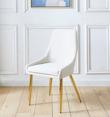 Dining Chairs Classical Appearance and Stainless Steel (Set of 2) - White and Gold
