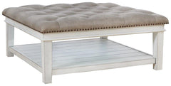 Whitewash Contemporary Upholstered Ottoman Coffee Table