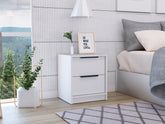 Kaia Nightstand, Two Drawers, Metal Handle - White