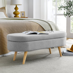 Ottoman Oval Storage Bench - Grey