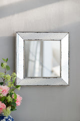 18"x18" Distressed Silver Square Accent Mirror - Traditional Style