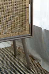 28"Tall Storage Nightstand with Grey Finished Surface Bohemian Handicraft Bedside Table
