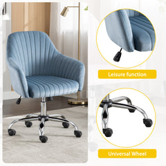 Modern Home Office Leisure Chair with Adjustable Velvet Height - Light Blue
