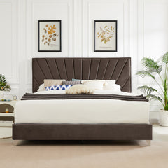 King Bed Beautiful Line Stripe Cushion Headboard - Brown