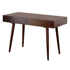 Mango Wood Writing Desk with 2 Drawers and Tapered Legs - Brown