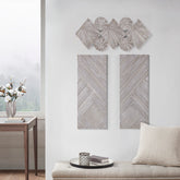 Ash Carved Wood 3 Piece Set Wall Decor - Grey