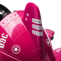 12V Electric Kids Ride on Toy Plane with USB, FM, 360-Degree Rotating by 2 Joysticks, Remote Control for Kids 3 to 6 - Rose Red