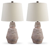 Brick Red/White Table Lamp (Set of 2)