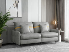 Mid-Century Tufted Love Seat for Living Room, Bedroom, 2 Pillows Included,three-seater sofa - Gray