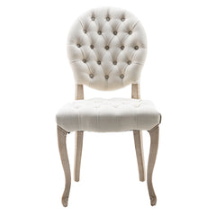 French Vintage Tufted Button Performance Fabric Dining Chair (Set of 2) - Beige