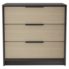 3-Drawer Rectangle Dresser - Black Wengue and Light Oak