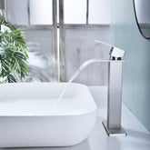 Waterfall Spout Bathroom Faucet, Single Handle Bathroom Vanity Sink Faucet - Brushed Nickel