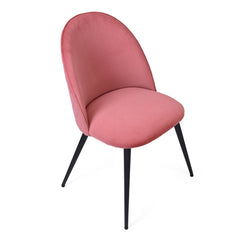 Modern Dining Chair Velvet with Metal Black Legs (Set of 4) - Pink