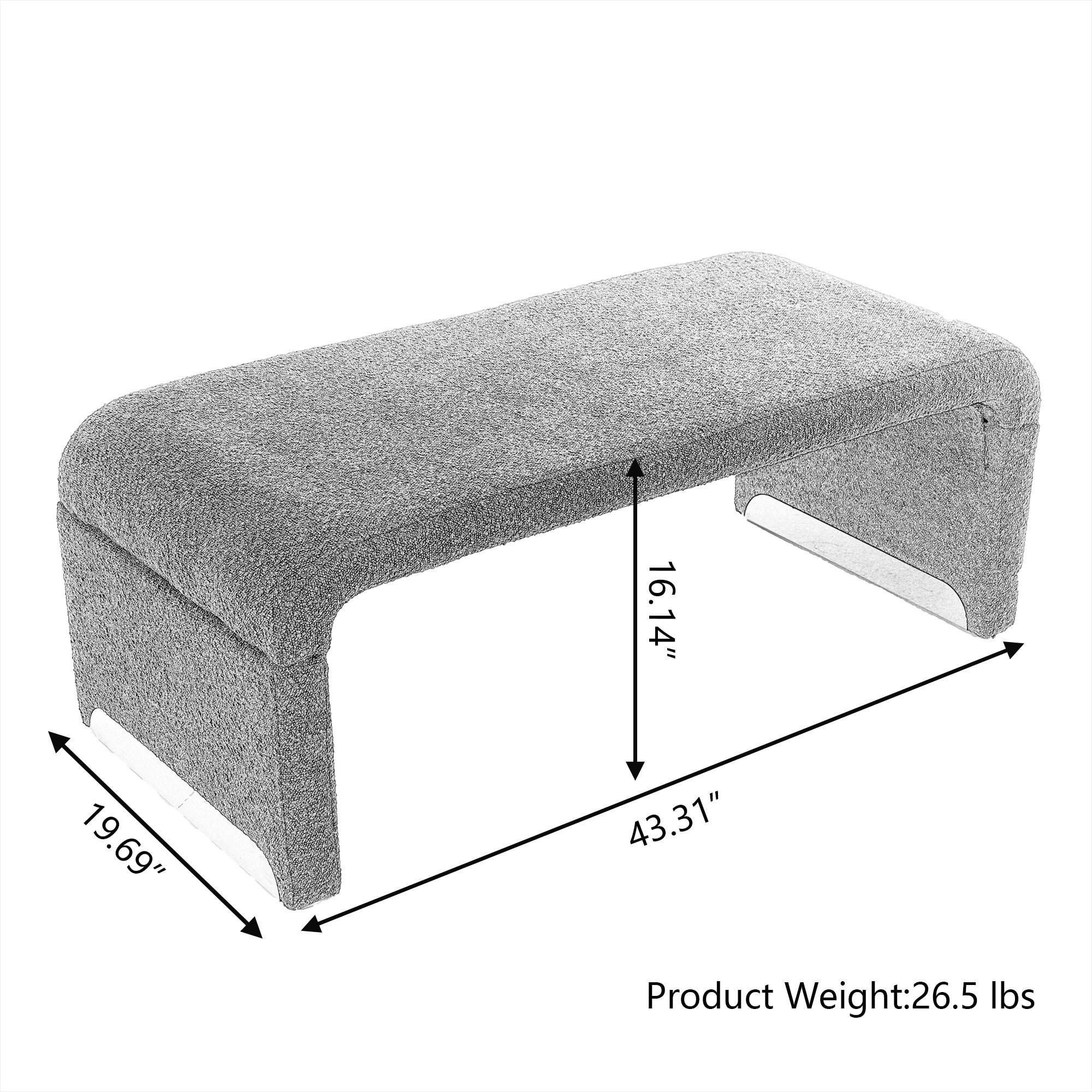 Boucle Fabric Footstool Bedroom Bench