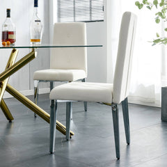 Modern Style Kitchen Upholstered High backrest Dining Chairs (Set of 2) - Beige